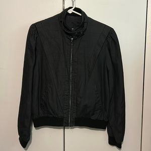 Vintage Mod Maid 100% black silk lightweight jacket